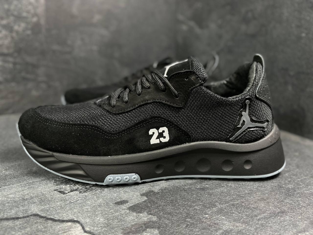 Кросівки чоловічі літо чорне Jordan. Кросівки літо сітка чоловічі чорні Джордан. Взуття на літо чорне, фото 1