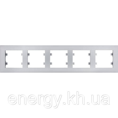 Рамка 5 пост. горизонтальна Hager Lumina Intense Срібний, фото 1