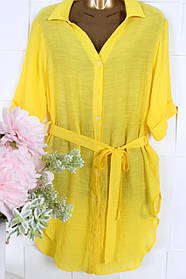 Жіноча сорочка для пляжу з поясом Z.Five SD020 жовта на 50 розмір