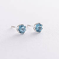 Срібні сережки — пусети (синт. топази) 122855 Онікс