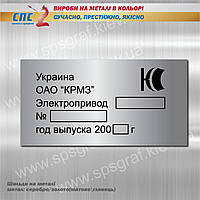 Изготовление шильдов на оборудование. Шильдики на металле. Бирки металлические.