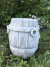 Садова ваза бочка для декору саду виготовлена з цементу, ручної роботи сіра 30 см, фото 3