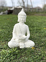 Садова фігура, статуетка білий Будда для декору, ручної роботи 31 см