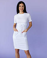 Медицинское платье женское Скарлетт белое 44