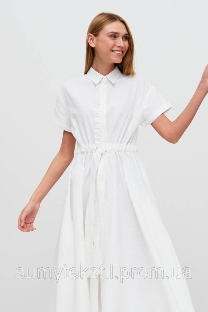 Женское платье коллекции 2023 с круглым вырезом и короткими рукавами, изготовленное из мягкой ткани с - фото 1 - id-p1629302096