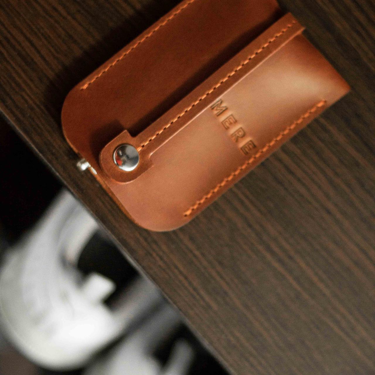 Шкіряна ключниця з металевим кільцем, фото 1