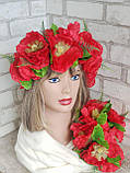 Вінок - обруч з розкішних маків без стрічок (, фото 4