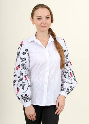 Вишита блуза жіноча біла з червоним Нескорена, фото 2