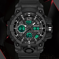 Чоловічий водонепроникний військово-спортивний наручний годинник із каучуковим ремінцем із підсвіткою і будильником