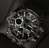 Чоловічий водонепроникний військово-спортивний наручний годинник із каучуковим ремінцем із підсвіткою і будильником, фото 3