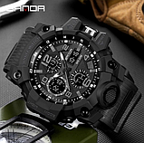 Чоловічий водонепроникний військово-спортивний наручний годинник із каучуковим ремінцем із підсвіткою і будильником, фото 4