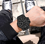 Якісний чоловічий бюджетний наручний годинник sanda Армійський і тактичні чорні, фото 6