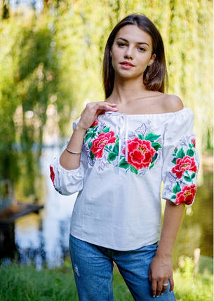 Вишиванка жіноча Юстина біла, фото 2