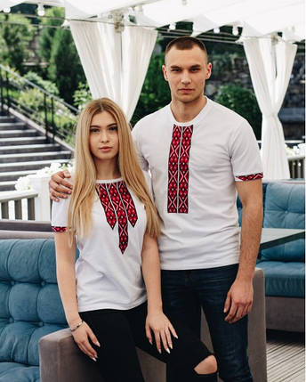 Футболка вишиванка жіноча біла з червоним Фортуна, фото 2