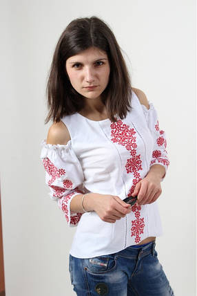 Вишиванка жіноча Аура ночі біла з червоним, фото 2