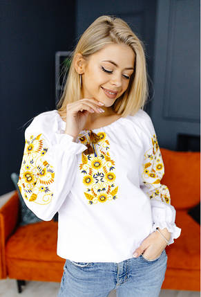Вишиванка жіноча Вюнок біла з жовтим, фото 2