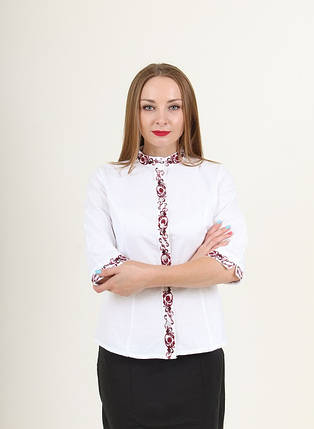 Вишиванка жіноча біла з червоною вишивкою, фото 2