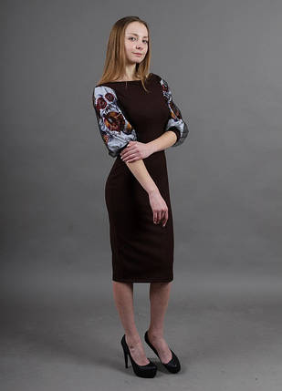 Вишита сукня Віолетта коричнева, фото 2