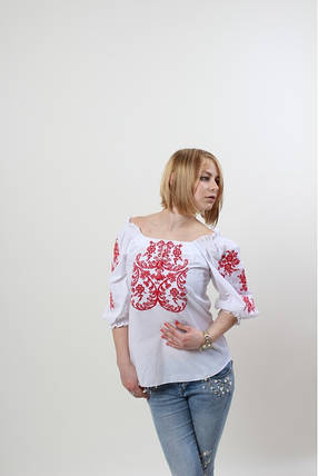 Вишиванка жіноча Ейфорія біла з червоним, фото 2