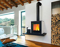 Стальная конвекционная печь-камин на дровах для обогрева дома, дачи Piazzetta QUBE 1 (Италия)