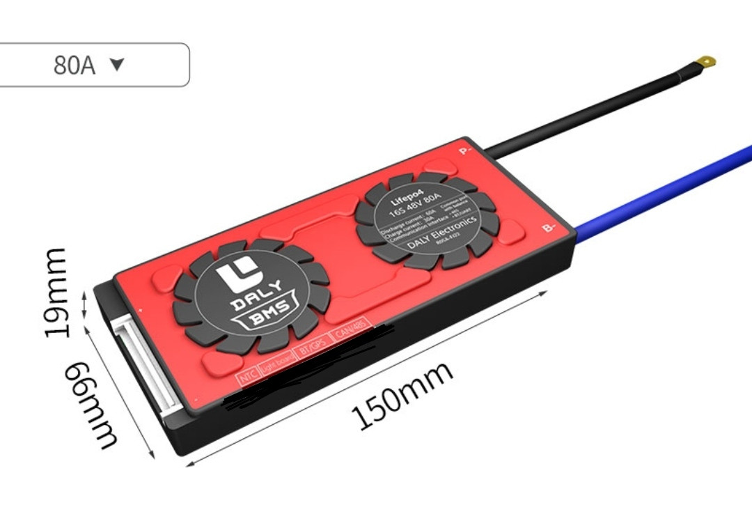 Плата Smart BMS LiFePO4 16S 48 вольтів 80 А з Bluetooth