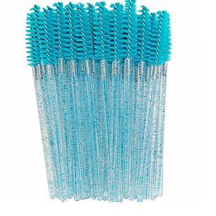 Щітка для вій і брів з шимером бірюзові 50 шт.