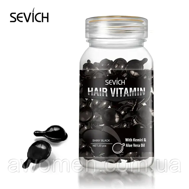 Капсули для волосся Sevich Vitamin With Kemiri, Morocan Oil, Aloe Vera Oil (Вітамін В5 та алое) 30 капсул