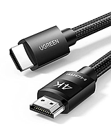 Высокоскоростной HDMI шнур кабель UGREEN 4K 2.0 в нейлоновой оплетке черный 3м (HD119) 40102