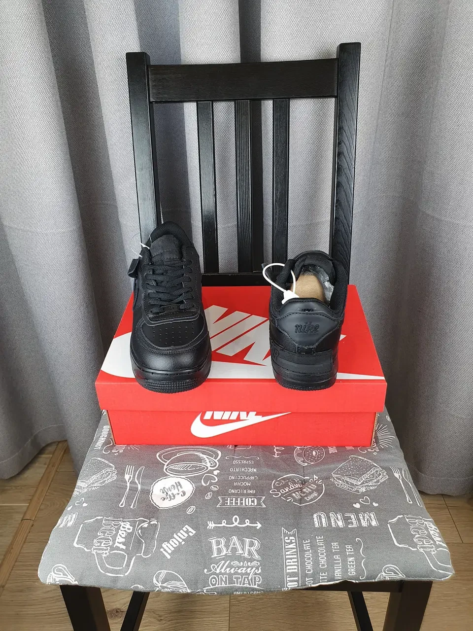 Черные Nike Air Force 1 Shadow Black кроссы женские. Кроссовки Найк Аир Форсе Шедоу черные для девушек - фото 9 - id-p1507237677