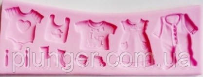 Молд кондитерський силіконовий для мастики Набір дитячого одягу - фото 3 - id-p264116934