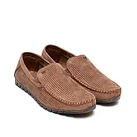 Чоловічі шкіряні туфлі, мокасини з перфорацією на літо
