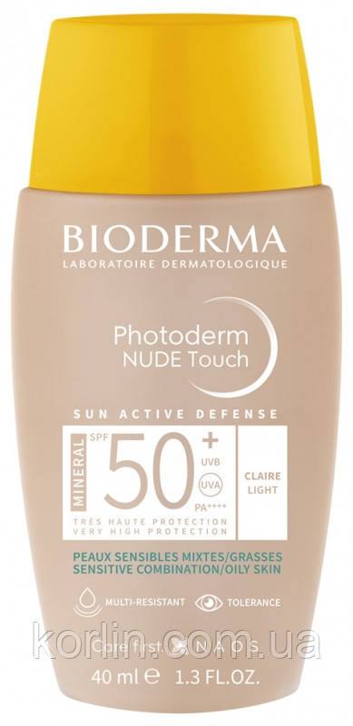 Bioderma Photoderm Nude Touch SPF 50+ Сонцезахисний тональний крем Биодерма Фотодерм Відтінок Claire