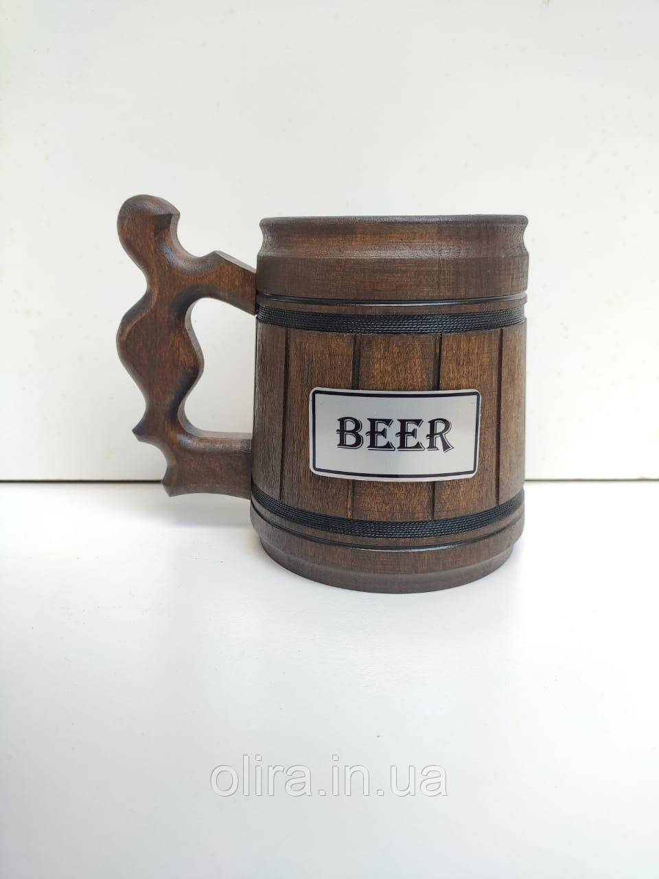 Дерев’яний бокал 0,3лкухоль з біркою Beer, фото 1