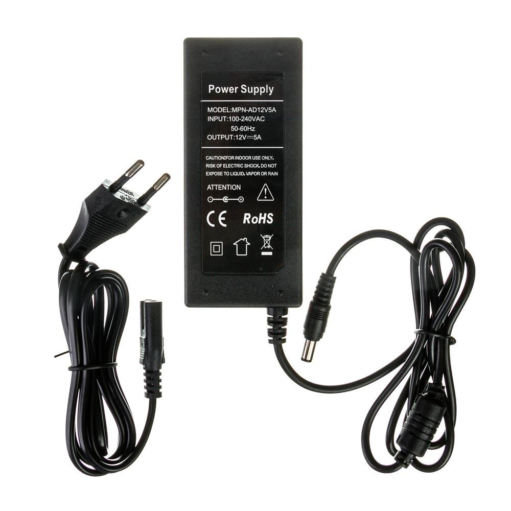 Блок живлення 12V, 60W, 5А, пластиковий корпус, IP20