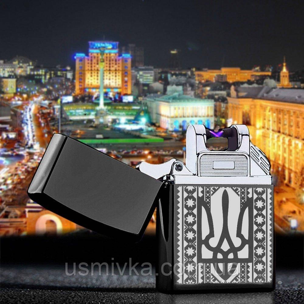 Запальничка USB електрична "Герб на тлі вишиванки"