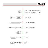 Набір інструментів 1/4", 28 од. (гол. 4-13 мм, біти 11 од.) INTERTOOL ET-6028, фото 9