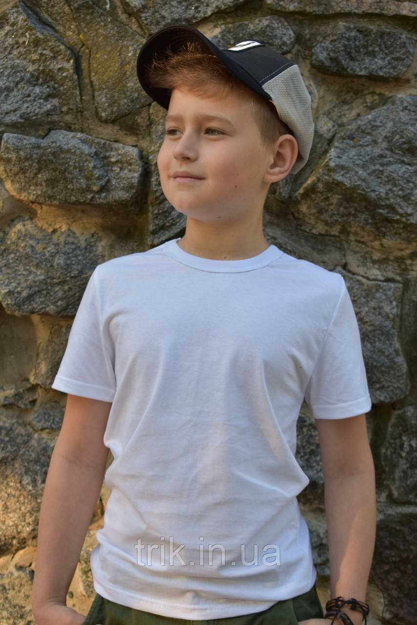 Дитяча біла футболка для хлопчика бейка середня