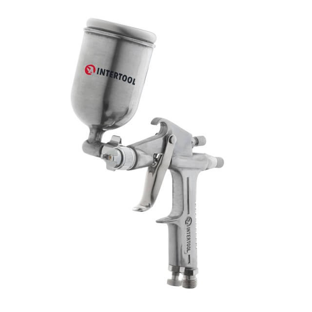 Фарбопульт пневматичний HP MINI, форсунка 0.5мм, верхній металевий бачок 200мл, 5бар INTERTOOL PT-0301, фото 1