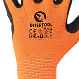 Рукавичка трикотажна, помаранчева, покрита чорним рифленим латексом, 8" INTERTOOL SP-0118, фото 2