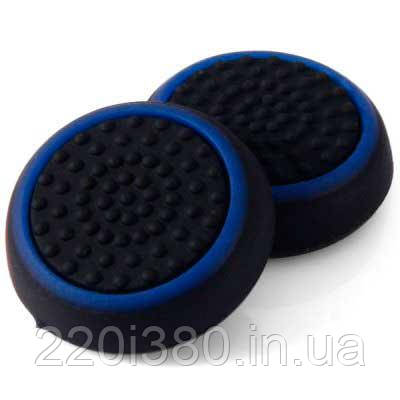 Силіконові накладки на стики Dualshock 4 чорні з блакитною окантовкою 2 шт.