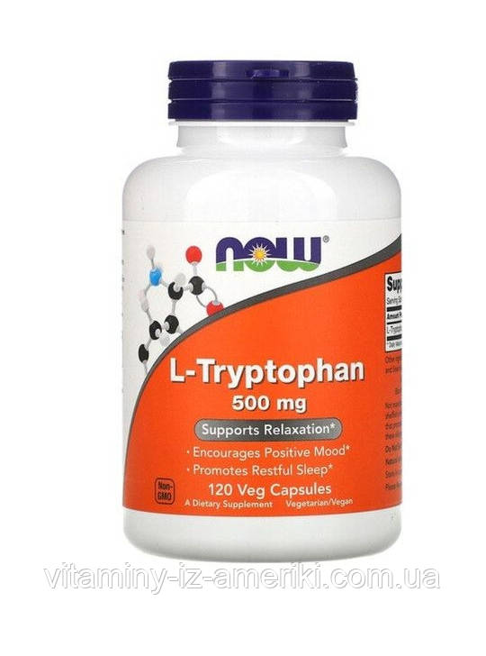 L-триптофан, 500 мг, Now Foods 120 растительных капсул - фото 1 - id-p1467241774