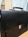 Портфель для Ноутбука mezzi натуральна шкіра чорний шкіряний, фото 4