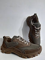 Кросівки чоловічі тактичні сетка з шкірою літні кольору песок 45 р. Армійське взуття