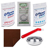 Набор для чистки кофемашины 3 вида чистки + щетка и полотенце