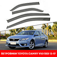 Дефлектори вікон Toyota Camry V50 SED 12-17 "FLY"(Нерж.сталь 3D)євр/америкаBTYCM1223-W/S201-202