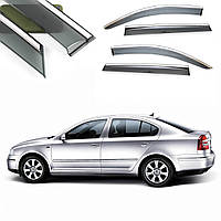 Вітровики Skoda Octavia II (A-5) SED 2004-2013р. П/К скотч "FLY" (з НЕРЖ-смугою)BSKOC0723-W/S