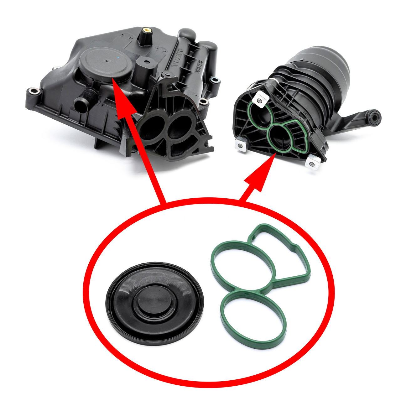 Ремкомплект корпусу масляного фільтра Volvo 2.0D, 2.4D, 2.5D 30757730