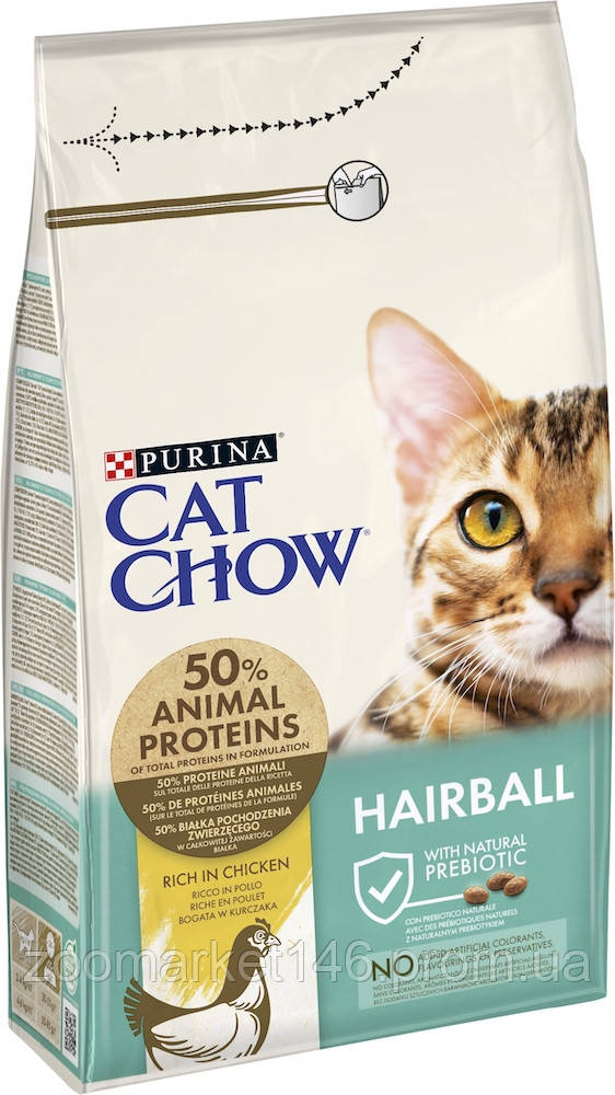 Cat Chow Hairball, сухий корм для домашніх котів, для виведення шерсті, 1.5 кг