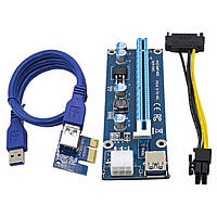 Райзер DYNAMODE RX-RISER-006C 6-pin Blue PCI-E x1 to 16x 60cm USB 3.0