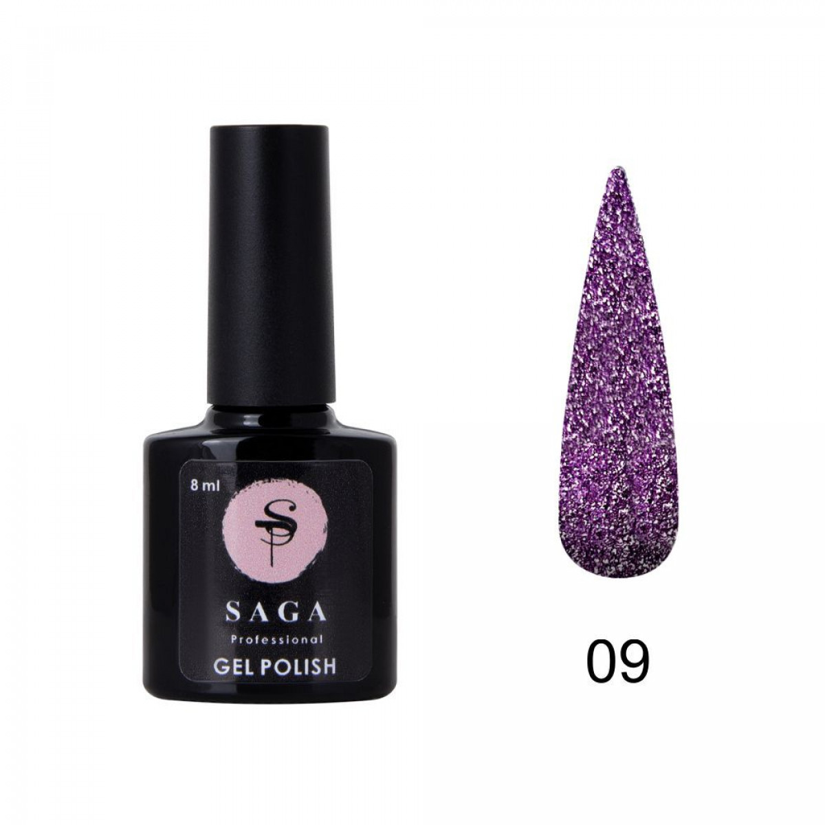 Гель лак світловідбивний Saga Fiery gel №9, 8ml, фото 1